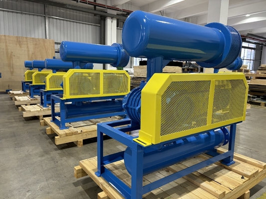 Quạt thổi thùy quay Roots DN200 30-132 kw 10-80 kpa Làm mát bằng khí Màu xanh lam